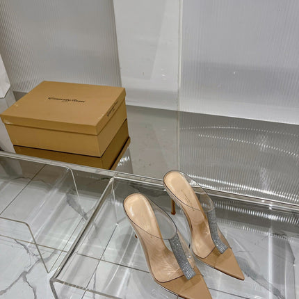 GIANVITO ROSSI 26S HEELED SANDALS 105 MM IN BEIGE TPU