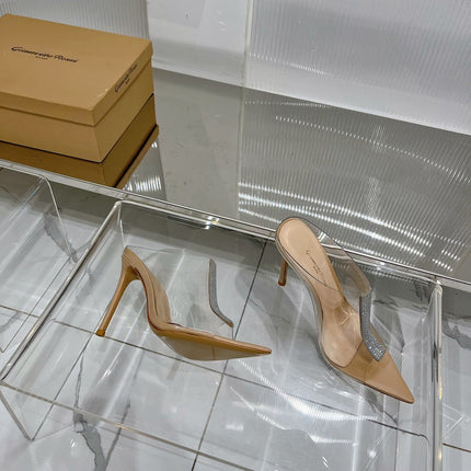 GIANVITO ROSSI 26S HEELED SANDALS 105 MM IN BEIGE TPU