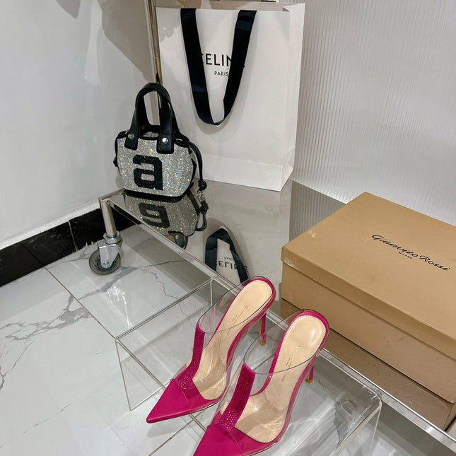 GIANVITO ROSSI 26S HEELED SANDALS 105 MM IN PINK TPU