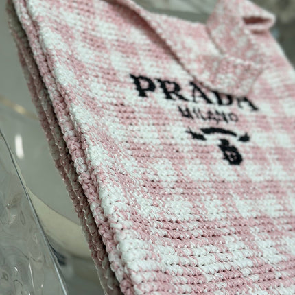 LARGE TOTE BAG 45 IN PINK MIX WHITE AND BLACK WOVEN RAFFIA