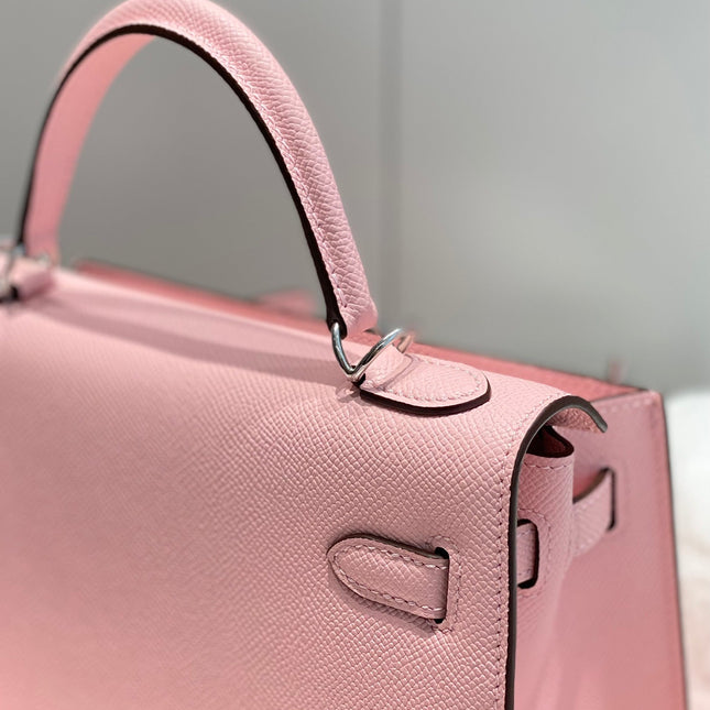 KELLY 25CM IN ROSE SAKURA SWIFT CALFSKIN SILVER HARDWARE