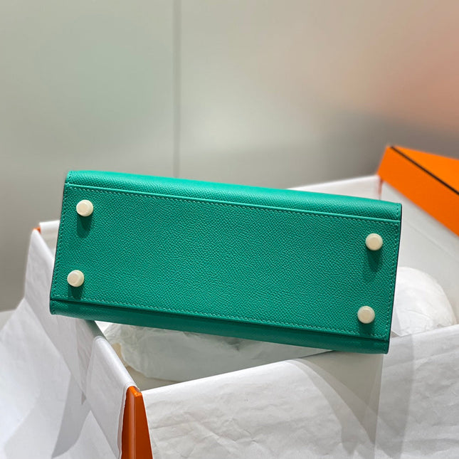KELLY 25CM IN VERT VERTIGO EPSOM CALFSKIN GOLD HARDWARE