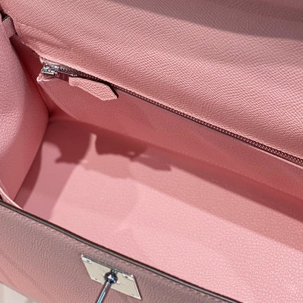 KELLY 28CM IN ROSE SAKURA SWIFT CALFSKIN SILVER HARDWARE
