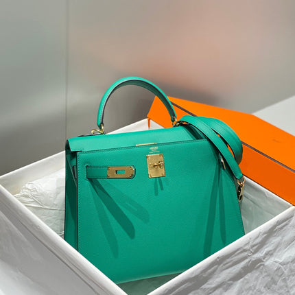 KELLY 28CM IN VERT VERTIGO EPSOM CALFSKIN GOLD HARDWARE