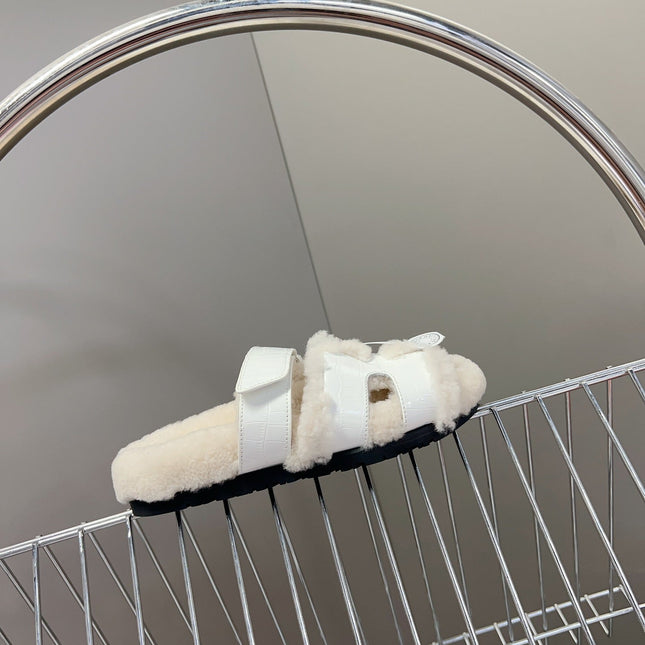 HM 26S SANDAL IN BEIGE WOOL AND WHITE CROCODILE PRINTED LEATHER