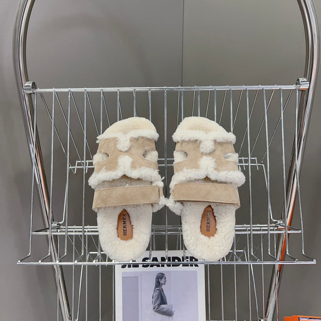 HM 26S SANDAL IN CREAM WHITE WOOL AND BEIGE SUEDE