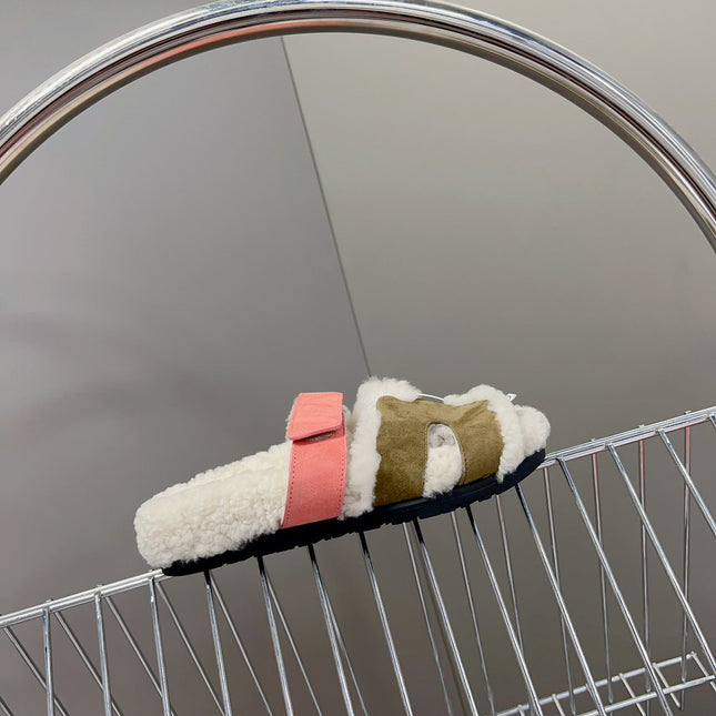 HM 26S SANDAL IN CREAM WHITE WOOL AND OLIVE GREEN SUEDE