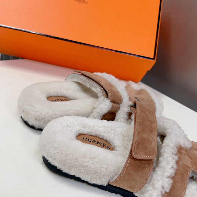 HM 26S SANDAL IN CREAM WHITE WOOL AND BEIGE BROWN SUEDE