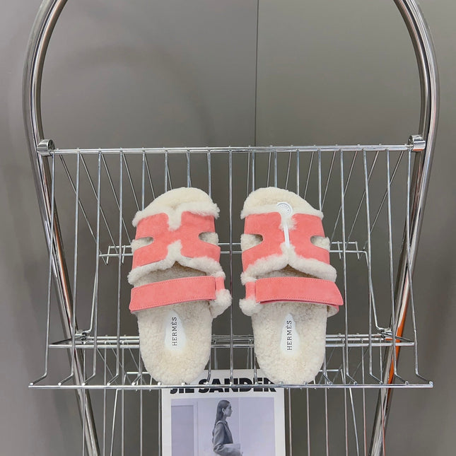 HM 26S SANDAL IN CREAM WHITE WOOL AND LIGHT PINK SUEDE