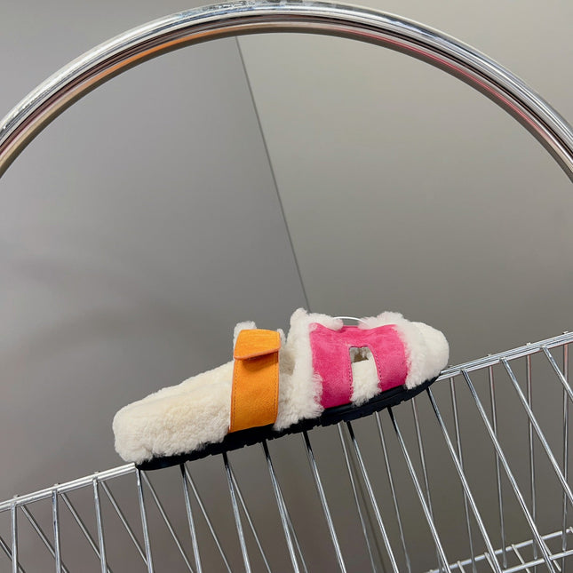 HM 26S SANDAL IN CREAM WHITE WOOL AND PINK SUEDE