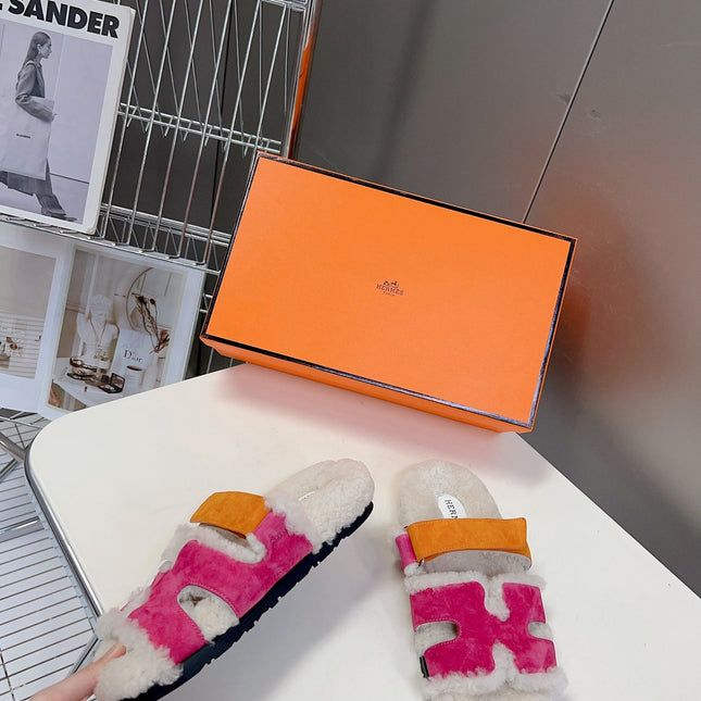 HM 26S SANDAL IN CREAM WHITE WOOL AND PINK SUEDE