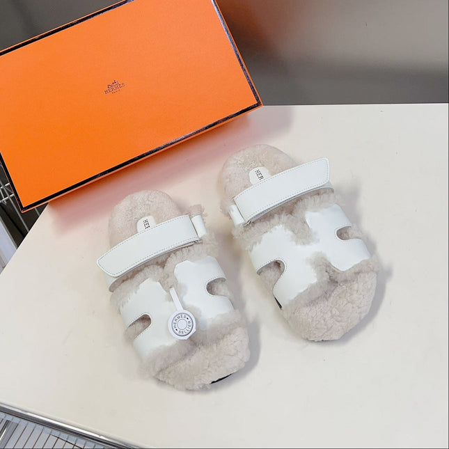 HM 26S SANDAL IN WHITE WOOL AND CALFSKIN