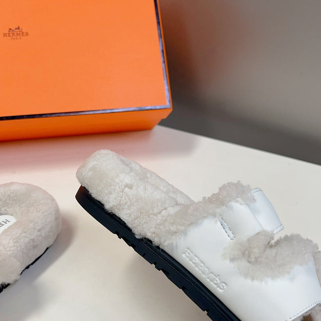 HM 26S SANDAL IN WHITE WOOL AND CALFSKIN
