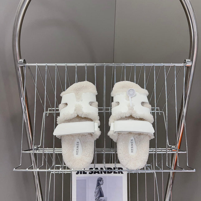 HM 26S SANDAL IN WHITE WOOL AND CALFSKIN