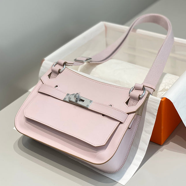 HM JYPSIERE SHOULDER BAG 23 IN BABY PINK CALFSKIN