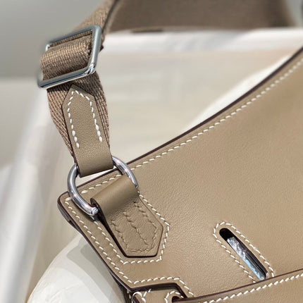HM JYPSIERE SHOULDER BAG 23 IN WOOD BROWN CALFSKIN SILVER HARDWARE