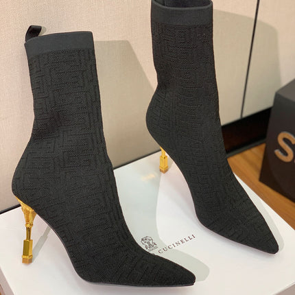 BALMAIN 26S BOOTS 95 MM IN BLACK FLYKNIT STYLE 7