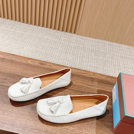 LP DOT SOLE WALK LOAFERS WHITE DEERSKIN