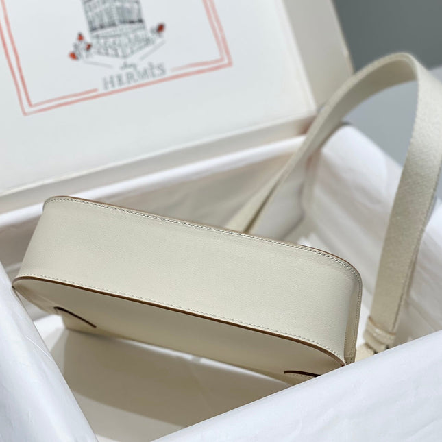 HM JYPSIERE SHOULDER BAG 23 IN BEIGE CALFSKIN SILVER HARDWARE