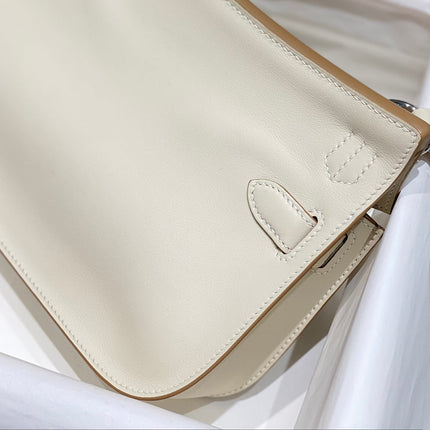 HM JYPSIERE SHOULDER BAG 23 IN BEIGE CALFSKIN SILVER HARDWARE