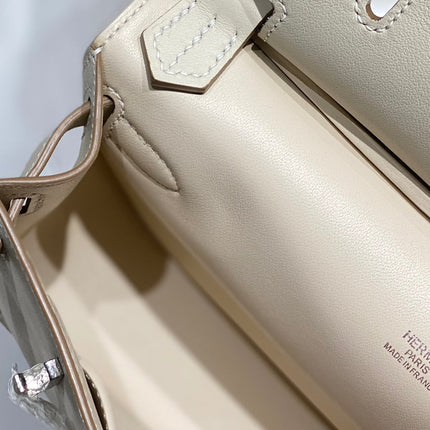 HM JYPSIERE SHOULDER BAG 23 IN BEIGE CALFSKIN SILVER HARDWARE