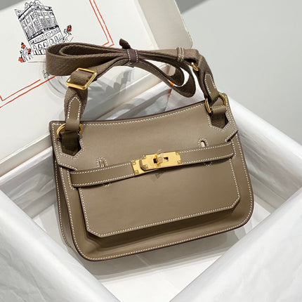 HM JYPSIERE SHOULDER BAG 23 IN WOOD BROWN CALFSKIN GOLD HARDWARE