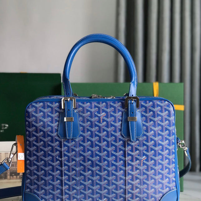 AMBASSADE DOCUMENT CASE 35 IN SAPPHIRE BLUE GOYARDINE CANVAS