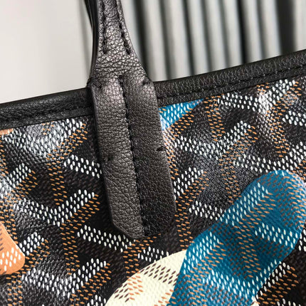 SAINT LOUIS GM BAG 40 IN BLUE LETTRES CAMOUFLAGE GOYARDINE CANVAS