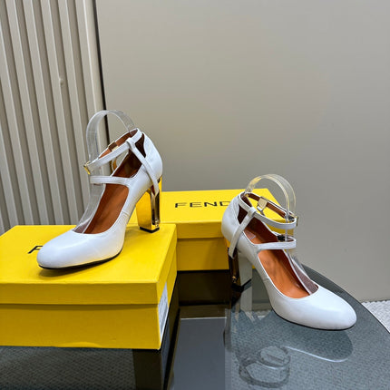 FENDI DELFINA HIGH-HEELED 85 MM SANDAL IN WHITE LAMBSKIN
