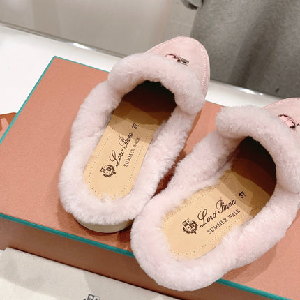 LP CHARMS WALK BABOUCHE LOAFERS LIGHT PINK FLEECE