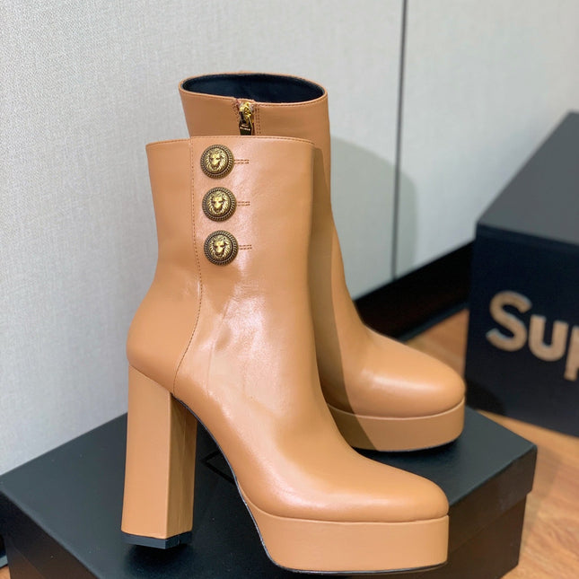 BALMAIN 26S ANKLE BOOTS 100 MM IN BROWN CALFSKIN