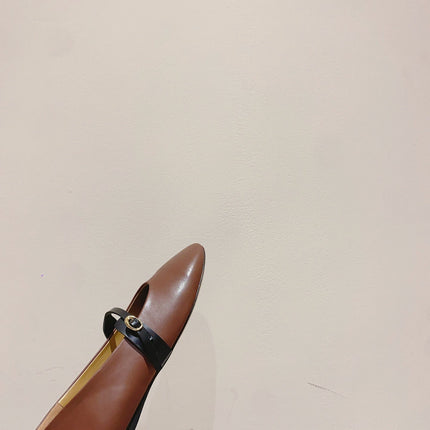 JACQUEMUS 26S MARY JANE FLATS IN BROWN CALFSKIN