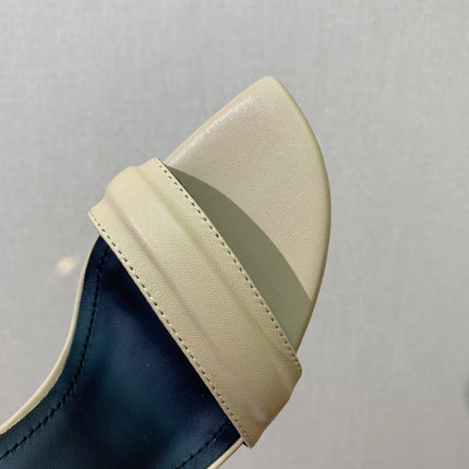 BALMAIN 26S METAL-HEEL SANDALS 105 MM IN DARK BEIGE CALFSKIN