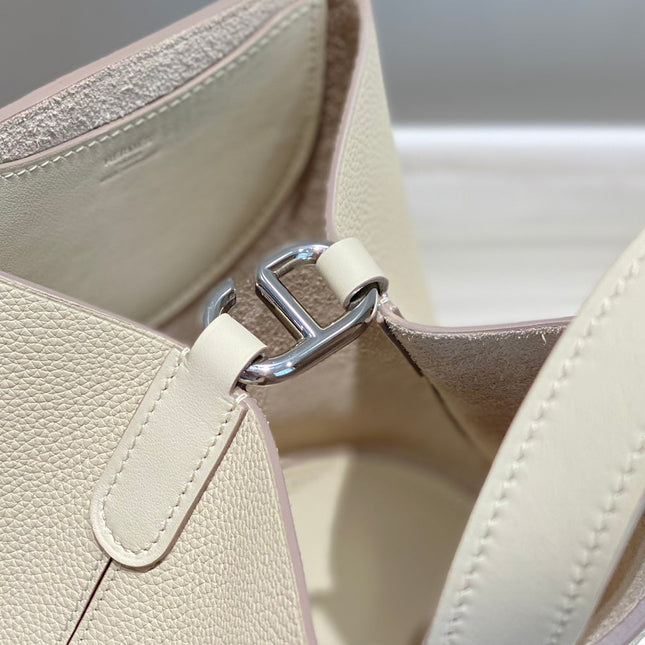 HERMES 25S IN THE LOOP 18 IN IVORY CALFSKIN SILVER HARDWARE
