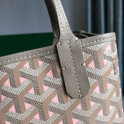 POITIERS CLAIRE-VOIE BAG 24 IN GREY MIX PINK GOYARDINE CANVAS AND CALFSKIN