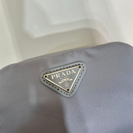 PRADA 26S HANDBAG 12 IN LIGHT GRAY NYLON