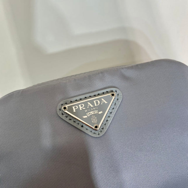 PRADA 26S HANDBAG 12 IN LIGHT GRAY NYLON