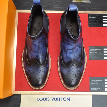 LV CHELSEA ANKLE BOOT IN BLUE OMBRE BLACK CALFSKIN