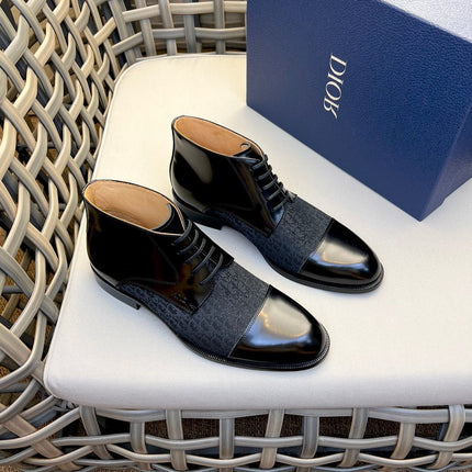 CD HOMME LACE-UP ANKLE BOOT BLACK CALFSKIN