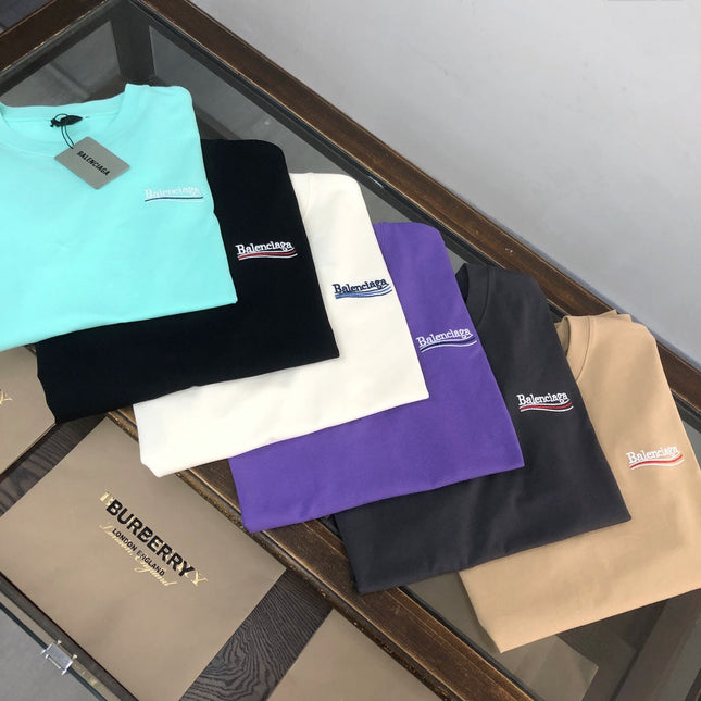BALENCIAGA POLITICAL CAMPAIGN LOGO T-SHIRT IN DARK GREY