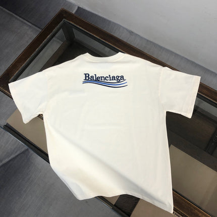 BALENCIAGA POLITICAL CAMPAIGN LOGO T-SHIRT IN WHITE