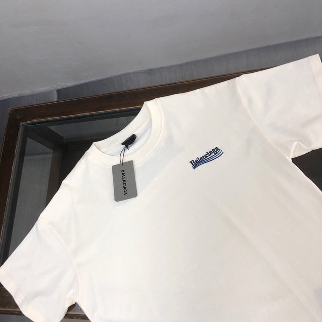 BALENCIAGA POLITICAL CAMPAIGN LOGO T-SHIRT IN WHITE