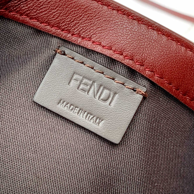 Mini Baguette Bag 20 With FF Motif Burgundy Leather Ghw