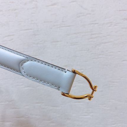 Hook & Loop 20mm TRIOMPHE Logo Square Adjustable Belt White Calfskin Ghw