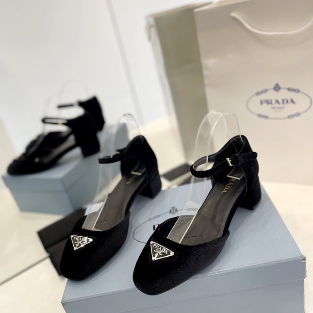Pra Slingback 40 Square Sole Black Velvet