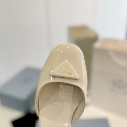 Pra Slingback 40 Square Sole White Patent Leather