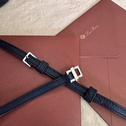 EXTRA POCKET L19 IN NAVY BLUE GRAINED CALFSKIN WITH SILVER HARDWARE