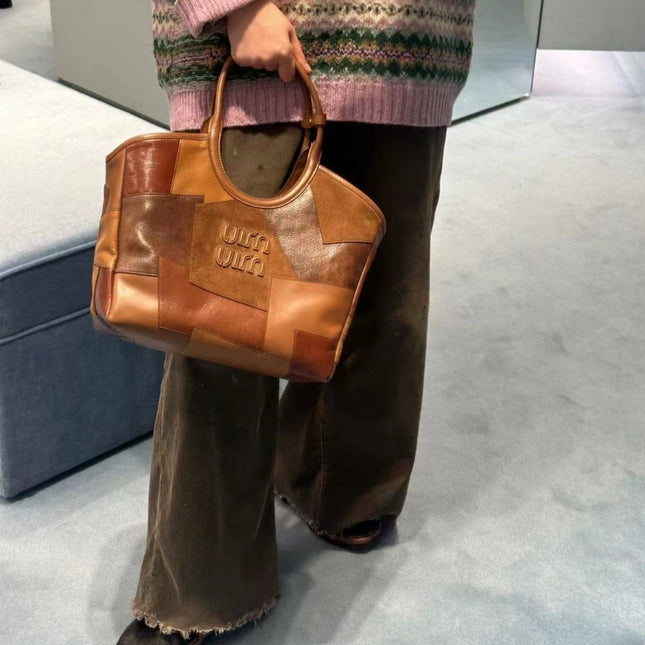 HOBO 28 BAG IN COGNAC LEATHER PATCHWORK
