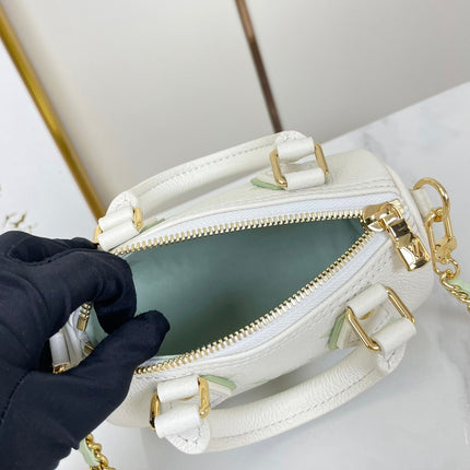 NANO SPEEDY 16 IN WHITE LATTE MONOGRAM EMPREINTE LEATHER GOLD HARDWARE