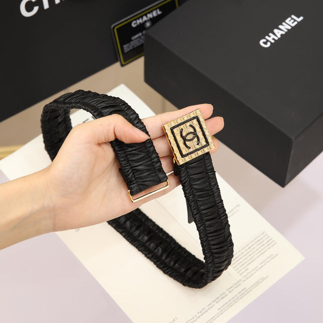 CHANEL 26S BELT 30 MM IN BLACK CALFSKIN 658423